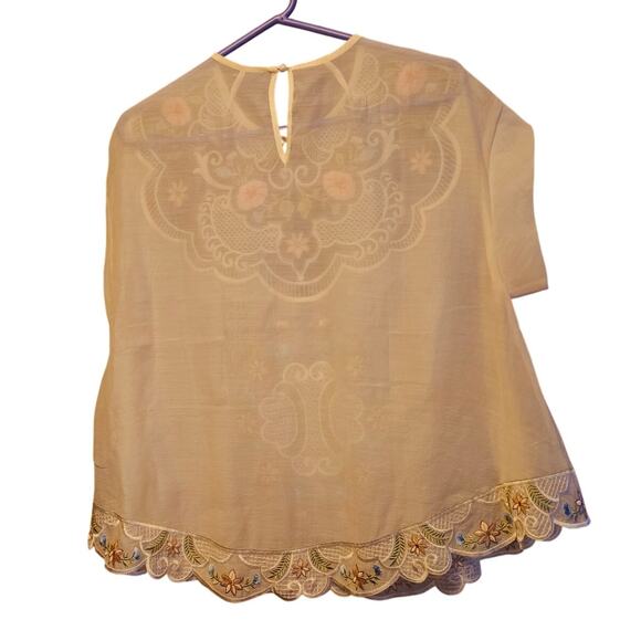 Oulie sheer embroidered blouse size large nwt - Picture 2 of 6
